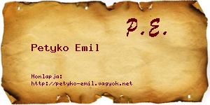 Petyko Emil névjegykártya